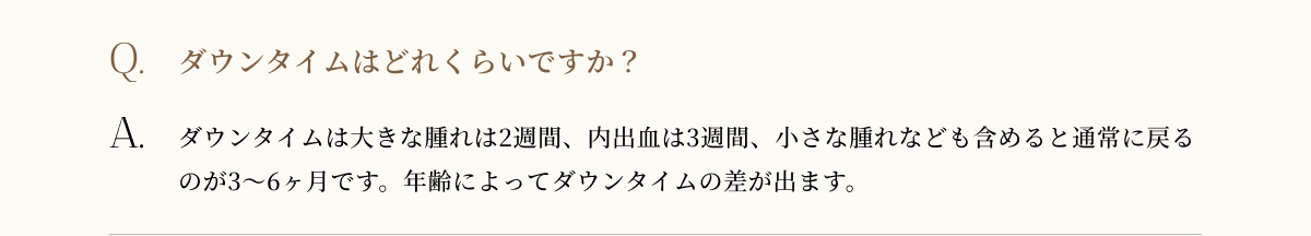 ダウンタイムはどれくらいですか？